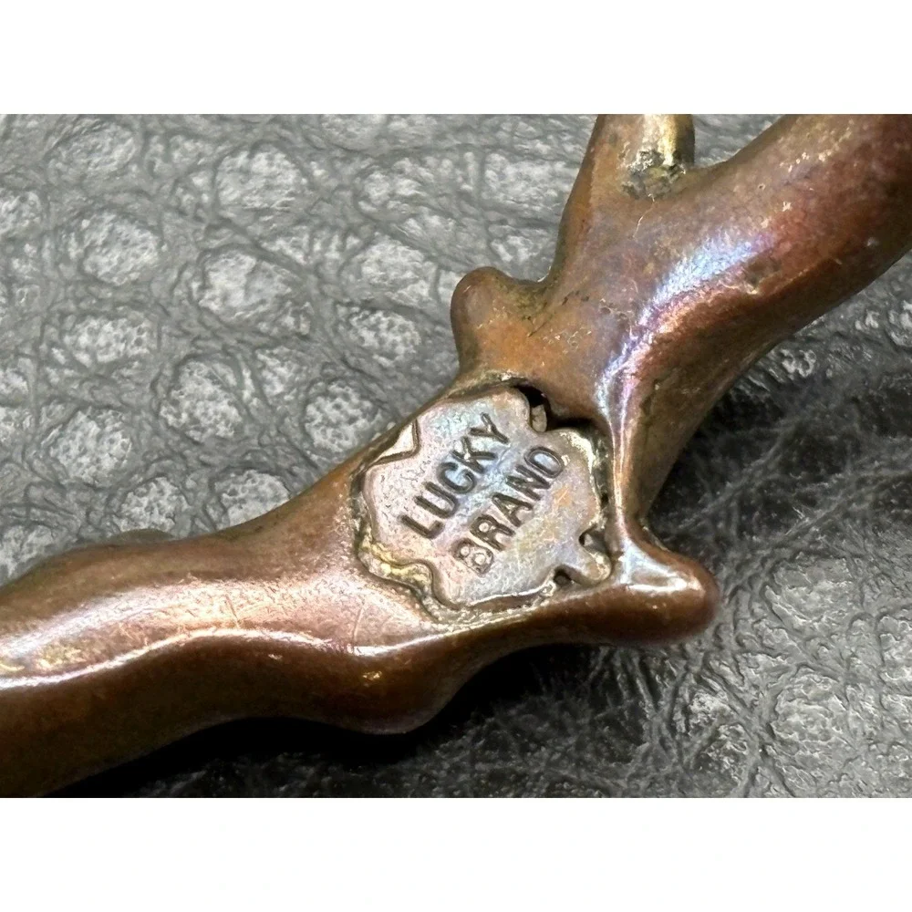 Lucky Brand Mixed Metal Branch Cuff Bracelet Copper Brass Tone Brutalist 8